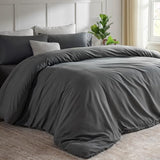 STWIENER Oversized King Plus Duvet Cover 120"x132", Only One Piece Extra Large Ultra Soft Microfiber Grey Duvet Cover for All Season - Zipper Closure & 8 Corner Ties(Grey, Alaskan King 120x132 inches) STWIENER