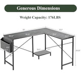 Sagenest L Shaped Desk, 50 Inch Reversible Computer Desk Corner Gaming Table with CPU Stand & Storage Bag, Sturdy Metal Frame PC Workstation for Home Office SageNest