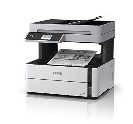 Epson EcoTank ET-M3170 Wireless Monochrome All-in-One Supertank Printer with ADF, Fax and Ethernet PLUS 2 Years of Unlimited Ink*, White Epson