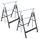 Auto Dynasty 2 Pack Saw Stand Sawhorse with Adjustable 7-Level Quick-Build Foldable Heavy Duty Miter Saw Horse Stand Max Capacity 440lbs, Black/Chrome Auto Dynasty