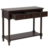 Bellemave Console Table with Drawers, Retro Entryway Table with 2 Drawers and Open Storage Shelf, Narrow Long Sofa Table, Behind Couch Table for Living Room, Foyer and Hallway,Espresso Bellemave