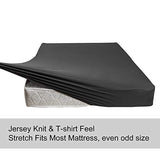 Stretch Twin Size Fitted Sheet Only - 4 Way Stretchy Jersey Knit, Snug Fit for Twin & XL Mattress(Standard/RV, Deep/Shallow), Non Slip, Cozy T-Shirt Soft & Comfortable - Dark Gray N&Y HOME