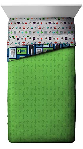 Jay Franco Minecraft Monster Hunters 4 Piece Twin Bed Set - Includes Reversible Comforter & Sheet Set - Bedding Features Creeper - Super Soft Fade Resistant Microfiber (Official Minecraft Product) Jay Franco