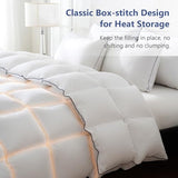 DOWNCOOL Feather Down Fiber Comforter Queen Size, 100% Cotton Ultra Soft Fluffy Duvet Insert Queen, All Season Luxurious Hotel Bedding Comforters with Corner Tabs, White 90"x90" DOWNCOOL