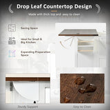 YOPTO Farmhouse Kitchen Island with Power Outlet,Kitchen Storage Island W/Internal Storage Rack,Drop Leaf,Spice Rack,Rolling Kitchen Cart on Wheels for Home,Kitchen and Dining Room,White,54.5" YOPTO