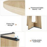 Garvee 47" Round Dining Table for 4-6 People - Circle Kitchen Dinner Table with Sturdy Pedestal Base, Space Saving Dinning Room Furniture for Living Room, Kitchen, Apartment, Natural Garvee