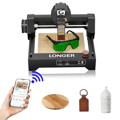 LONGER Ray5 mini 2.5W Laser Engraver, 32-Bit High-Speed 12000mm/min, 0.04mm Compressed Spot, WiFi APP Control, 130×140mm Engraving Area, Offline Engraving, Eye Protection for Wood, Acrylic, Metal Longer