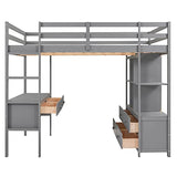 Gray Full Size Loft Bed with Desk & Storage by Harper & Bright Designs Harper & Bright Designs