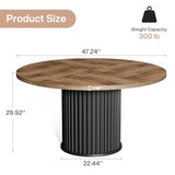 Tribesigns 47-Inch Round Conference Table, Meeting Table for 4-6 People, Small Office Desk with Sturdy MDF + Metal Base, Perfect for Conference Room or Small Workspaces, Brown + Black Tribesigns