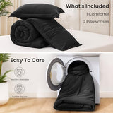 Love's cabin Black Full Comforter Set, 3-Piece Prewashed Bed Set with 1 Comforter (79 x 90 in) & 2 Pillowcases, Lightweight & Breathable for All Seasons Love's cabin