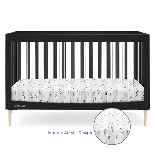 Delta Children Austin Acrylic 4-in-1 Convertible Baby Crib - Greenguard Gold Certified, Midnight Grey/Natural - WoodArtSupply