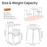 walsport Round Dining Table Set for 2, Wood Tabletop with Strong Metal Frame, Modern Dinette with Chairs for Kitchen,White walsport