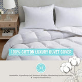 Martha Stewart Luxury White Goose Feathers Down Fiber Duvet Insert Queen Size - Hotel Collection 100% Cotton Comforter, All Season Medium Warmth, Breathable, Hypoallergenic, 90 x 90 Inch Martha Stewart