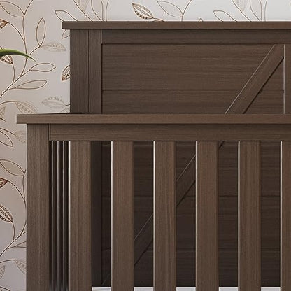 Child Craft Woodland 4-in-1 Convertible Crib, Baby Crib Converts to Day Bed, Toddler Bed and Full Size Bed, 3 Adjustable Mattress Positions, Non-Toxic, Baby Safe Finish (Brushed Truffle) - WoodArtSupply