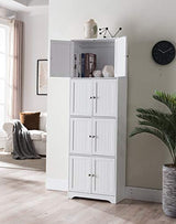 Kings Brand Furniture Lyons 4-Tier 68" Kitchen Pantry Storage Cabinet with 8 Doors, White, 23" W x 11.875" D x 68.25" H Kings Brand Furniture