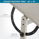 Studio Designs Wood Drawing/Drafting Table with Pencil Ledge - 42" W x 30" D - Whitewash - Tilting Top Adjustable Desk SD STUDIO DESIGNS
