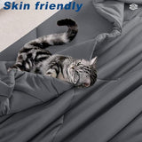 bedsmile Cooling Comforter Queen Size, Double-Sided Cold Tech Fabric Quilted Bed Comforters Cooling Blanket for Hot Sleepers, Breathable Lightweight Summer Bedding, All-Season Ice Blanket, Dark Gray bedsmile