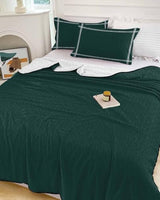Litter Star Minimalist Art Solid Dark Green Full Quilt Bedding Set,Summer Quilt Lightweight Quilted Coverlet with 2 Pillow Shams, Plain Single Pure Color 3-Piece Bedspread Quilt Set for All Season Litter Star