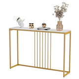 Wisfor Sintered Stone Console Table: White Entryway Table with Golden Frame - Modern Narrow Table Behind Sofa - Long Table for Hallway Foyer, 39.4x11.8x30.9 inch Wisfor