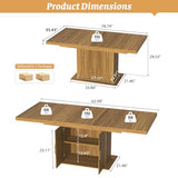 Zevemomo 62.99"-78.74" Expandable Dining Table with Storage, Extendable Dining Table for 6-10 People, Extra Hidden Storage for Tableware & Wine, Modern Farmhouse Table for Kitchen Living Room-Brown Zevemomo