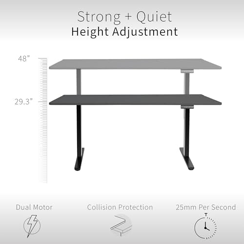 VIVO Electric 60 x 30 inch Standing Desk with Concealed Cable Trays and Full-Size Mouse Pad, Dual Motor Memory Controller Height Adjustment, Black Top Black Frame, DESK-KIT-E2B-P3B VIVO