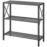 Hoctieon Industrial Console Table, 3-Tier Entryway Table, Metal Frame, Sofa Tables with Shelf, Hallway Desk, Entrance Desk for Entryway, Living Room, Foyer, Hallway, Black Hoctieon
