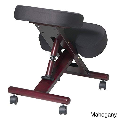 Office Star KC Series Ergonomically Designed Adjustable Knee Chair with Memory Foam Padding and Casters, Mahogany Finish Wood Base Office Star Products