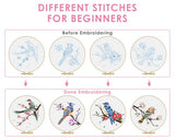 TINDTOP Embroidery Kit for Adults, Flowers and Bird Embroidery Practice Kits for Beginners Adults Include Embroidery Cloth Hoops Threads for Craft Lover Hand Stitch