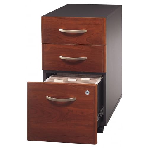 Bush Business Furniture Series C Mobile Under Desk Arrives Fully Assembled | Stylish 3 Drawer File Cabinet for Professional or Home Office, Hansen Cherry Bush Business Furniture