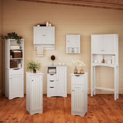 RiverRidge Slim, White Ashland Cabinet with Drawer - WoodArtSupply