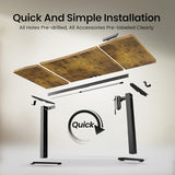 Veken 63 x 28 Inch Electric Standing Desk, Sit to Stand Up, Work Home Office Computer Table for Study, Walking Pad, Writing, and Games, Wooden Desktop Desks, Brown Veken