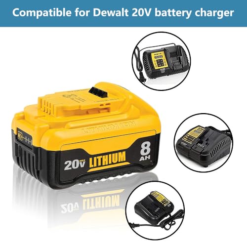Mtatapia 2-Pack Replace for DEWALT 20V MAX* XR Battery 8.0-Ah, Replace for dewalt 20v Batteries DCB205-2 DCB206 DCB204 DCB203 DCB208, Compatible with DeWalt 20V Cordless Power Tools (2-Pack) Mtatapia