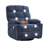 Sang Seiyoga Heat Massage Recliner Chair with Rocker & Swivel, Wall Hugger Small Recliner for Small Spaces, Manual Living Room Chair, Navy Blue, Ergonomic Design for Relaxation