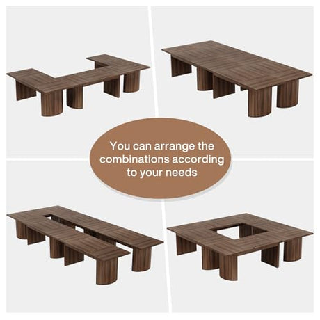 Tribesigns 78.7" Conference Table for 6-8 People, 6.56 ft Large Rectangle Meeting Table with Double Pedestal, Farmhouse Seminar Table Boardroom Desk for Office Meeting Conference Room, Walnut Tribesigns