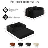 HouseMila 53.15" Boneless Couch,4-in-1 Futon Sofa Bed Modular Loveseat Sleeper Folding Compressed Couch with Pillows,No Assembly Required Convertible Sofa Bed for Living Room Bedroom Guest Room,Black HouseMila