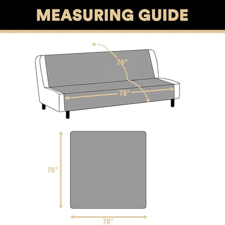PrinceDeco Futon Slipcover Armless Futon Bed Cover Furniture Protector with Elastic Bottom Reversible Quilted Couch Cover Width Up to 70" Water Resistant Couch Cover for Pets,Ivory PrinceDeco