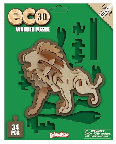 Eco 3D Wooden Puzzle - Unicorn from Deluxebase. Sustainable Wood Animal Puzzle Craft Set. Model Building Kit for Educational Toys and Kids Party Favors. Deluxebase