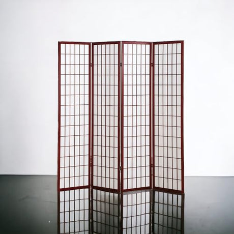 Liveasy Furniture 4 Panels Room Divider Privacy Screen Shoji Divider 6ft High Japanese Style Privacy Room Divider (Cherry, 4 Panels) Liveasy Furniture