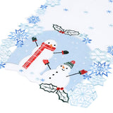 Christmas Table Runner 36 inches Long Snowman Snowflake Blue White Embroidered Dinning Table Decorations Winter Holiday Xmas YINFUNG