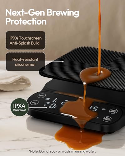 Maestri House S3 Coffee Scale with Timer, 3kg/0.1g Rechargeable Digital Scale, 3 Brew Modes, Adjustable Ratios & Flow Rate Display, Barista-Grade for Pour-Over, Espresso, French Press – Black