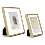 Frametory, Aluminum Picture Frames Set of 7 - Gold Gallery Wall Kit - Displays One 11x14, Two 8x10, and Four 5x7 inch Photos for Home Decoration Frametory