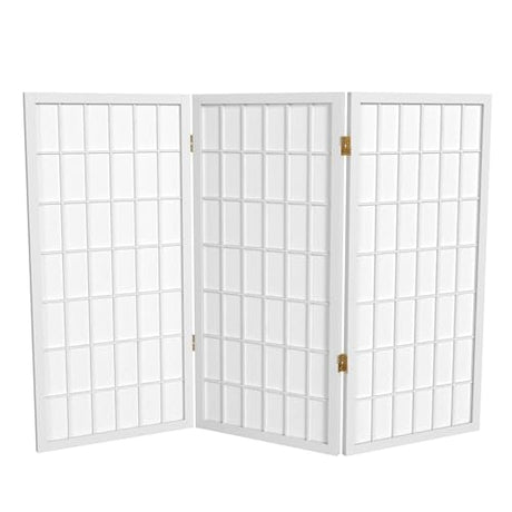 3 ft. Short Window Pane Shoji Screen - White - 3 Panels Red Lantern