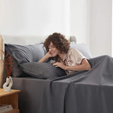 Nestl Extra Deep Cal King Sheet Set - 6 Piece Breathable & Cooling Sheets - Hotel Luxury Bedding Set w/18-24 Inch Deep Pockets - Easy & Secure Fit - Super Soft, Wrinkle Free & Comfy - Dark Gray Nestl