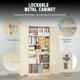 Superday Metal Storage Cabinet with Lock, 72" H Garage Storage Cabinet with Doors and 4 Adjustable Shelves,Putty Steel Locking Cabinets for Office, Home, Garage, Gym, School Superday