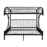 Pemberly Row Twin-Over-Full Futon Metal Bunk Bed, 65" H x 78" W x 41" D, Black Finish, Durable Metal Frame with Built-in Side Ladders, Full-Length Guard Rails, Convertible for Bedroom or Kids' Room Pemberly Row