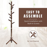 Haddockway Wooden Coat Rack Stand with 8 Hooks New Zealand Pine 3 Adjustable Coat Standing Tree Easy Assembly for Coats, Hats, Scarves and Handbags for Entryway, Hallway, Bedroom, Office Haddockway