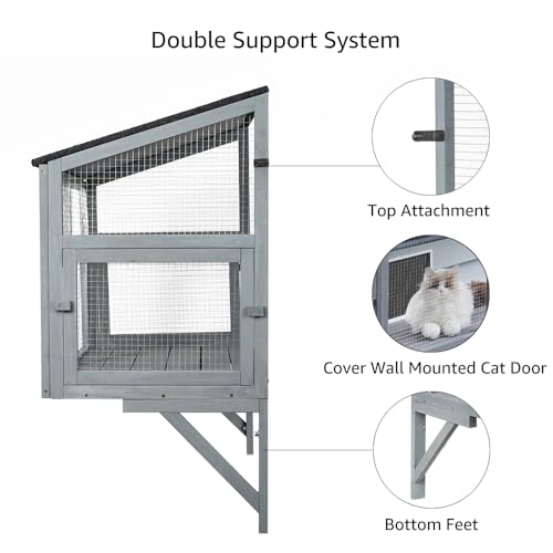 beeNbkks Cat Catio, Window Box Enclosure for Indoor Cats, Wooden Window Perch House, Expandable for Multi Kittens, Secure Comfortable Outdoor Haven for Pets, All Weather Use, Nature Friendly Design beeNbkks