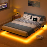 HAVONIZD Queen Floating Bed Frame with LED Lights and Charging Station - 10 inch Platform Bed Frame No Box Spring Needed, Easy Assembly HAVONIZD