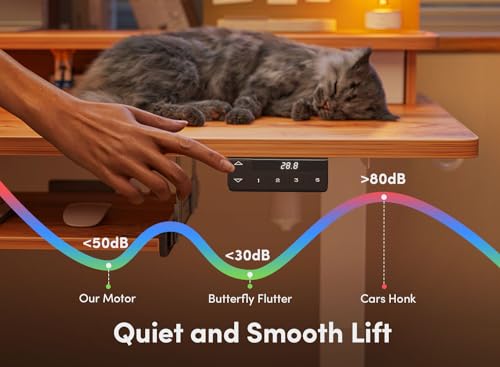 FEZIBO 48×24 Inchs, Adjustable Standing Desk - Whole-Piece Design with Drawers, Keyboard Tray & Storage Shelf, Light Rustic Top FEZIBO