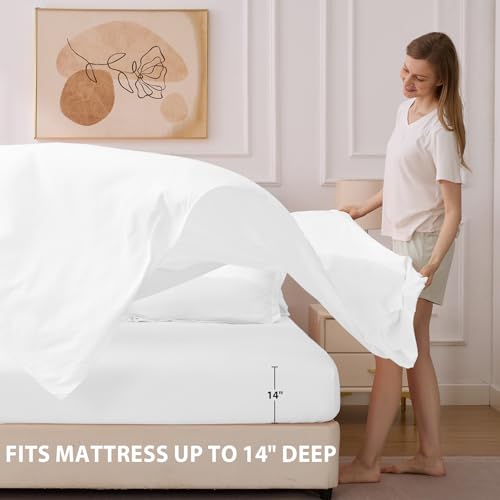 Velorose Queen Comforter Set White - Bed in a Bag Queen Size 7 Pieces, Soft Bedding Set for All Seasons, Premium Queen Comforter Set with Comforter, Sheets, Pillowcases & Shams Velorose